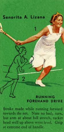 Senorita A. Lizana - Running Forehand Drive c1935. Creator: Unknown