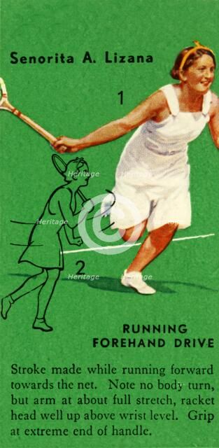 'Senorita A. Lizana - Running Forehand Drive', c1935. Creator: Unknown.