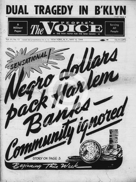 Sensational! Negro dollars pack Harlem Banks - Community ignored, 1944. Creator: Unknown.