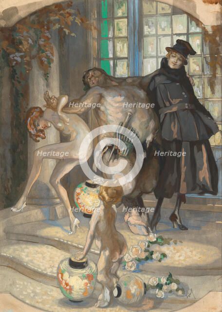 Sensual Dance (Pan) , c 1920. Creator: Bayros, Franz von (1866-1924).