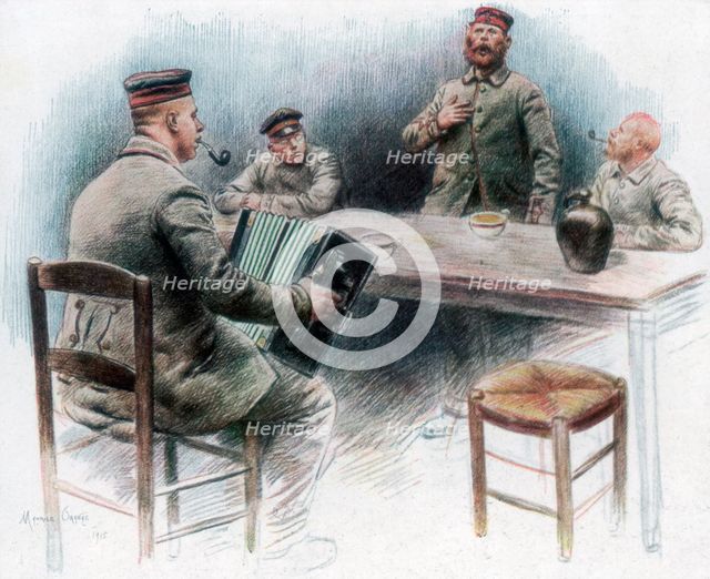 'Sentimental ballad in the Canteen', German prisoners of war in Dinan, France, 1915, (1926). Artist: Maurice Orange