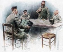Sentimental ballad in the Canteen German prisoners of war in Dinan, France, 1915, (1926). Artist: Maurice Orange