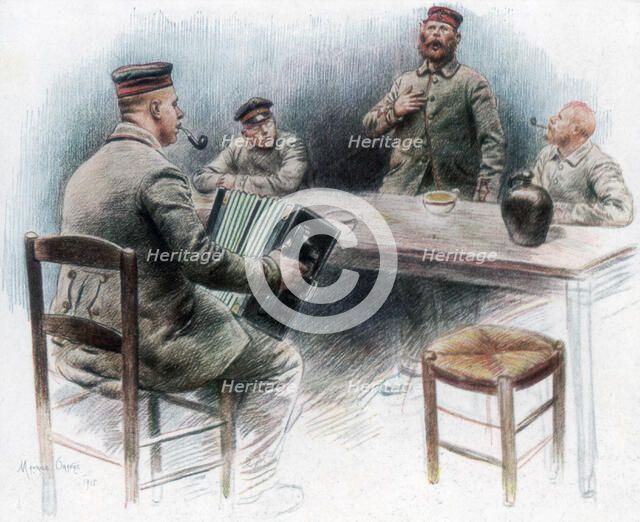'Sentimental ballad in the Canteen', German prisoners of war in Dinan, France, 1915, (1926). Artist: Maurice Orange