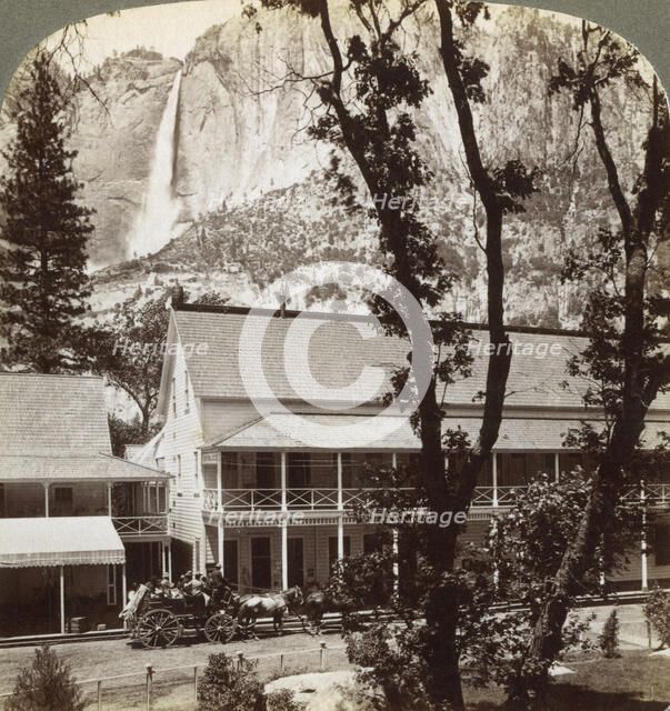 Sentinel Hotel, looking north across the valley to Yosemite Falls, California, USA, 1902. Artist: Underwood & Underwood