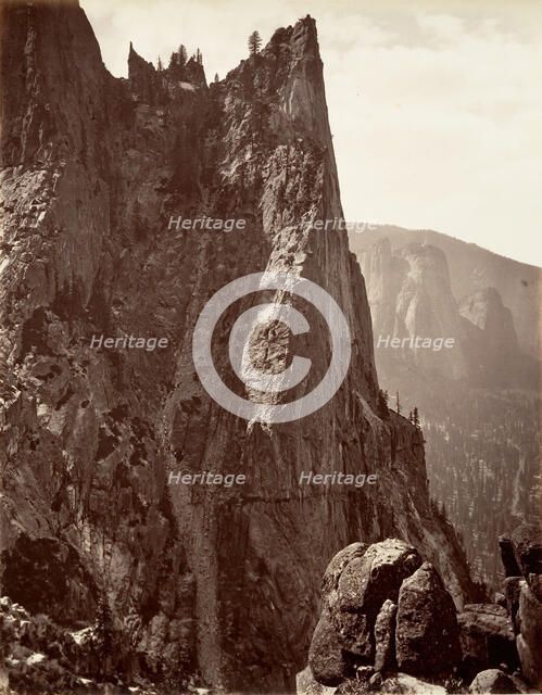 Sentinel Rock, Yosemite, ca. 1872, printed ca. 1876. Creator: Attributed to Carleton E. Watkins.
