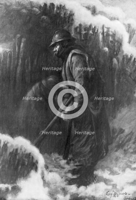 'Sentry duty at a Small Post', First World War, January 1917.Artist: Eugene Zigliara