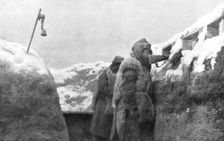 Sentries in a trench looking out over no-man's-land, Pas-de-Calais, France, winter, 1915