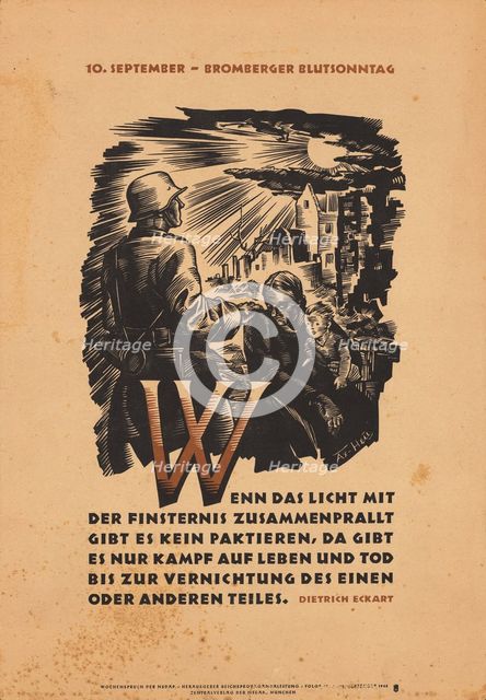 September 10 - Bloody Sunday Of Bromberg - If The Light Clashes With Darkness There Is No..., 1942. Creator: Axster-Heudtlass; Werner von (1898-1949).