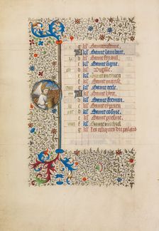 September Calendar Page: Saint Michael; Book of Hours, about 1440-1450. Creator: Workshop of the Bedford Master