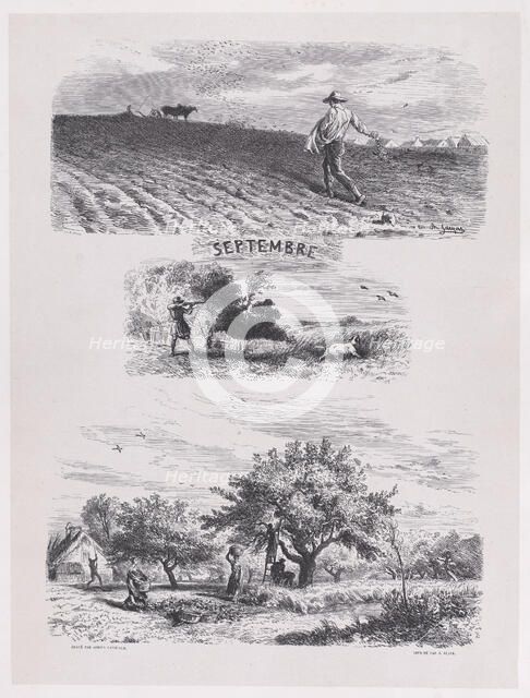 September from Album of Rustic Subjects, 1859. Creator: Jacques-Adrien Lavieille.