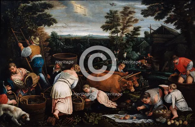 'September' (from the series 'The Seasons'), late 16th or early 17th century. Artist: Leandro Bassano