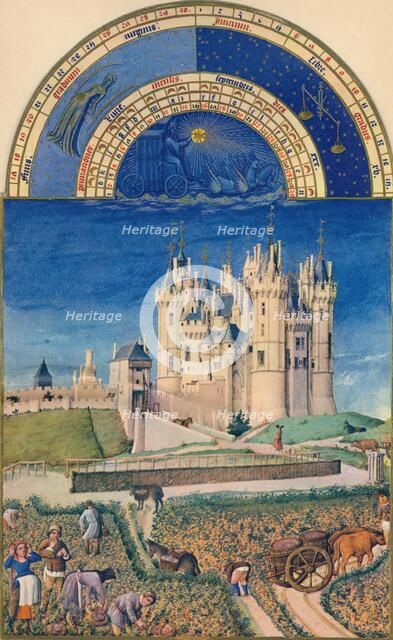 September - the Château de Saumur, 15th century, (1939). Creators: Paul Limbourg, Jean Colombe.