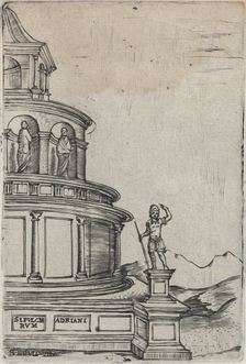 Sepulchrum (sic) Adriani, from a Series of 24 Depicting (Reconstructed) Build..., Plate ca. 1530-50. Creator: Anon
