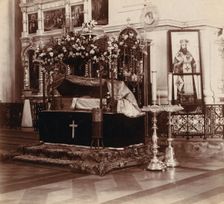 Sepulchre with the relics of Saint Evfrosiniia in Saint Eufrosyne Monastery, 1912. Creator: Sergey Mikhaylovich Prokudin-Gorsky