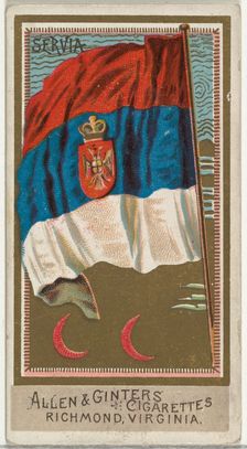 Serbia, from Flags of All Nations, Series 2 (N10) for Allen & Ginter Cigarettes Brands, 1890. Creator: Allen & Ginter