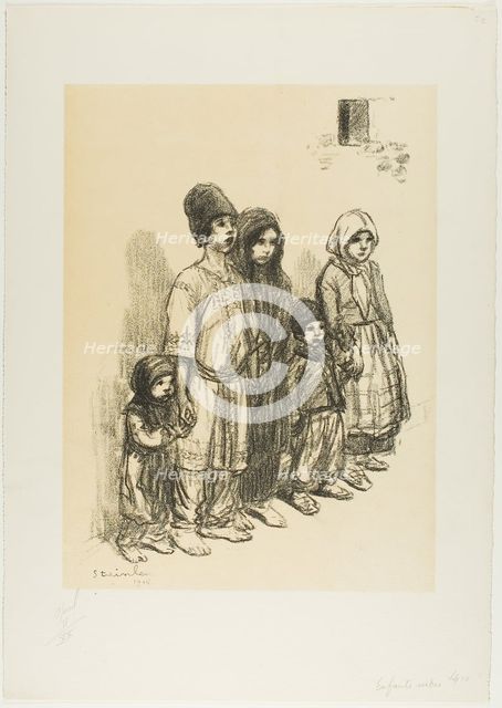 Serbian Children, 1915. Creator: Theophile Alexandre Steinlen.
