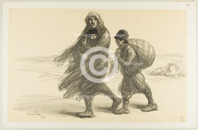 Serbian Exodus, plate twenty-one from Actualités, 1915, published January 1916. Creator: Theophile Alexandre Steinlen.