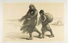 Serbian Exodus, plate twenty-one from Actualités, 1915, published January 1916. Creator: Theophile Alexandre Steinlen