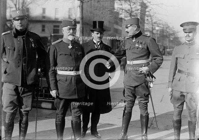 Serbian Mission To The U.S. - Atl. Lt. Col. Michailo Menadovitch; Dr. Sima Lozanitch..., 1918. Creator: Harris & Ewing.