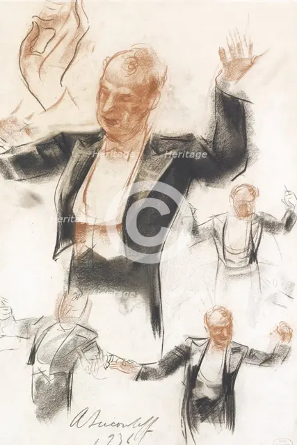 Serge Koussevitzky conducting. Artist: Yakovlev, Alexander Yevgenyevich (1887-1938)