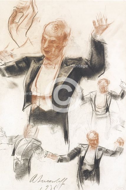 Serge Koussevitzky conducting. Artist: Yakovlev, Alexander Yevgenyevich (1887-1938)