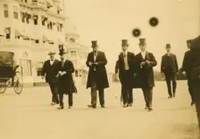 Serge Witte and his staff out for a Sunday morning walk, 1905. Creator: Unknown