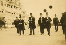 Serge Witte and his staff out for a Sunday morning walk, 1905. Creator: Unknown