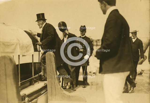 Serge Witte going on board "Mayflower", 1905. Creator: Unknown.