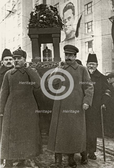 Sergey Kirov's funeral, December 6, 1934. Stalin, Voroshilov, Kalinin and Molotov, 1934.