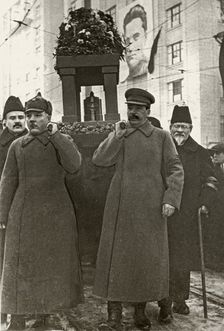 Sergey Kirov's funeral, December 6, 1934. Stalin, Voroshilov, Kalinin and Molotov, 1934