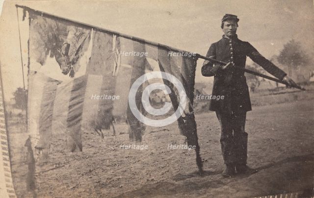 Sergeant Alex Rogers with Battle Flag, Eighty-third Pennsylvania Volunteers, Third Bri..., ca. 1863. Creator: Unknown.