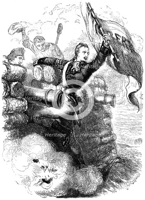 Sergeant Jasper recovering the flag, 1776 (c1880). Artist: Unknown