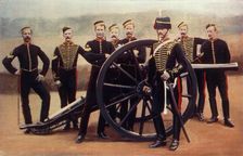 Sergeants of the Royal Horse Artillery with a 12-Pounder 1900. Creator: Gregory & Co