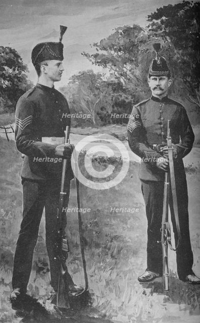 'Sergeants, the Rifle Brigade.', c1880. Artist: Unknown.