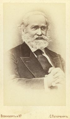 Sergei Mikhailovich Solov'ev, half-length portrait, facing right, between 1880 and 1886. Creator: Unknown