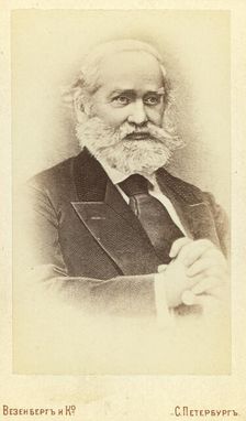 Sergei Mikhailovich Solov'ev, half-length portrait, facing right, between 1880 and 1886. Creator: Unknown