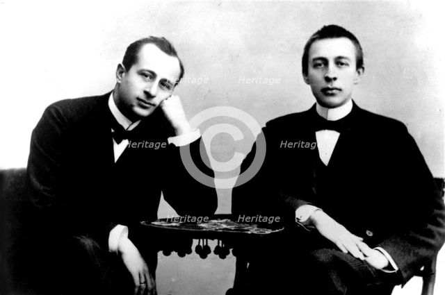 Sergei Rachmaninov (1873-1943) and pianist and conductor Alexander Siloti (1863-1945), 1902.