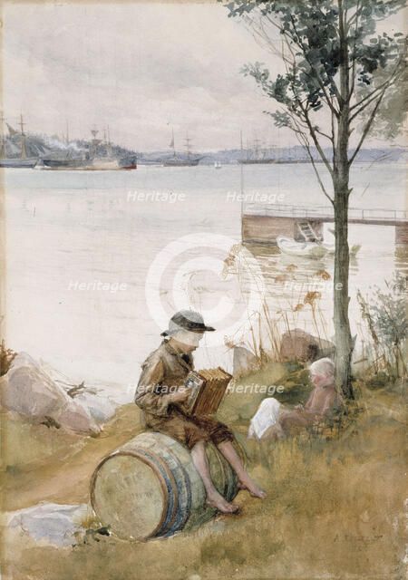 Serenade on the embankment, 1887. Creator: Albert Edelfelt.