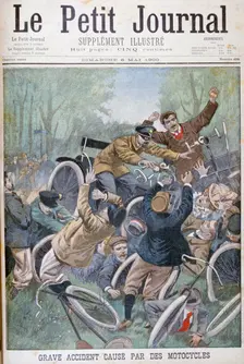 Serious accident caused by bicycles, Paris, 1900