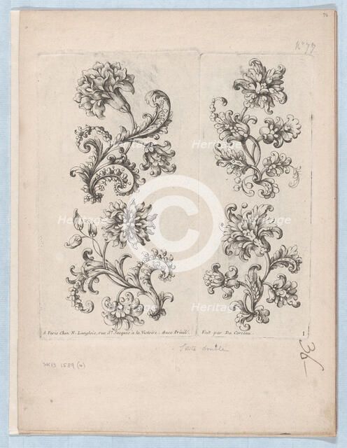 Series of Small Flower Motifs, Plate 1, ca. 1670-85., ca. 1670-85. Creator: Paul Androuet Du Cerceau.