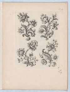 Series of Small Flower Motifs, Plate 2, ca. 1670-85., ca. 1670-85. Creator: Paul Androuet Du Cerceau