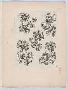 Series of Small Flower Motifs, Plate 3, ca. 1670-85., ca. 1670-85. Creator: Paul Androuet Du Cerceau