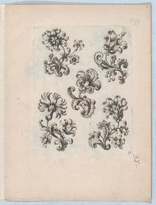 Series of Small Flower Motifs, Plate 3, ca. 1670-85., ca. 1670-85. Creator: Paul Androuet Du Cerceau