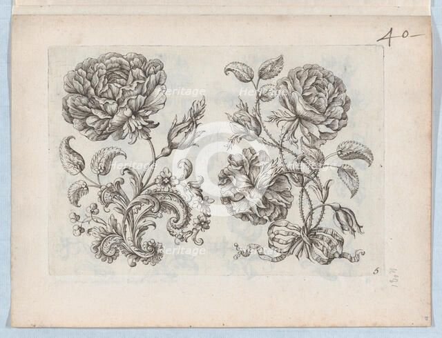 Series of Small Flower Motifs, Plate 5, ca. 1670-85., ca. 1670-85. Creator: Paul Androuet Du Cerceau.