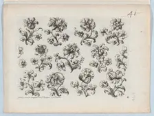 Series of Small Flower Motifs, Plate 6, ca. 1670-85., ca. 1670-85. Creator: Paul Androuet Du Cerceau