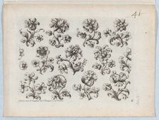 Series of Small Flower Motifs, Plate 6, ca. 1670-85., ca. 1670-85. Creator: Paul Androuet Du Cerceau