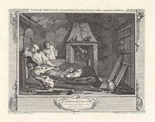 Series "Industry and Idleness", Plate 7: The Idle Prentice return'd from Sea, and in a..., 1747. Creator: Hogarth, William (1697-1764)