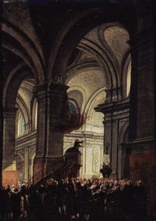 Sermon of a Capuchin in the Church of Saint Roch, 1780. Creator: Demachy, Pierre-Antoine (1723-1807)