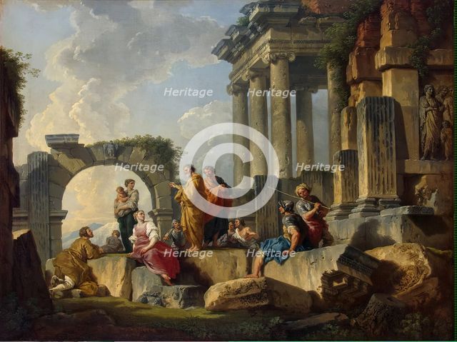 Sermon of St Paul amidst the Ruins, 1744. Creator: Giovanni Paolo Panini.
