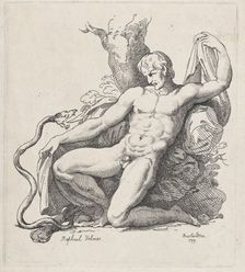 Serpent Attacking a Naked Man, 1799., 1799. Creator: Thomas Rowlandson